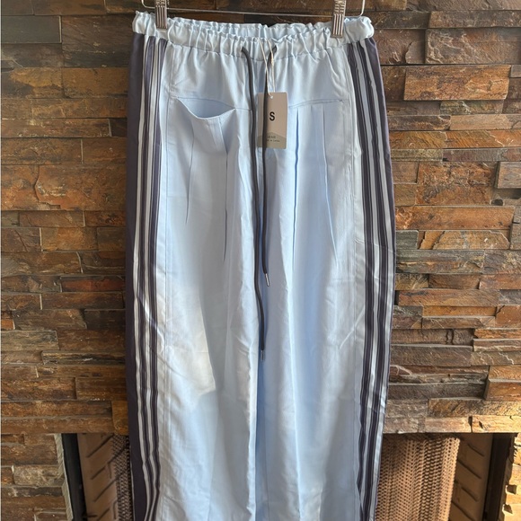 Pants - Light Blue Track Pants with Stripes